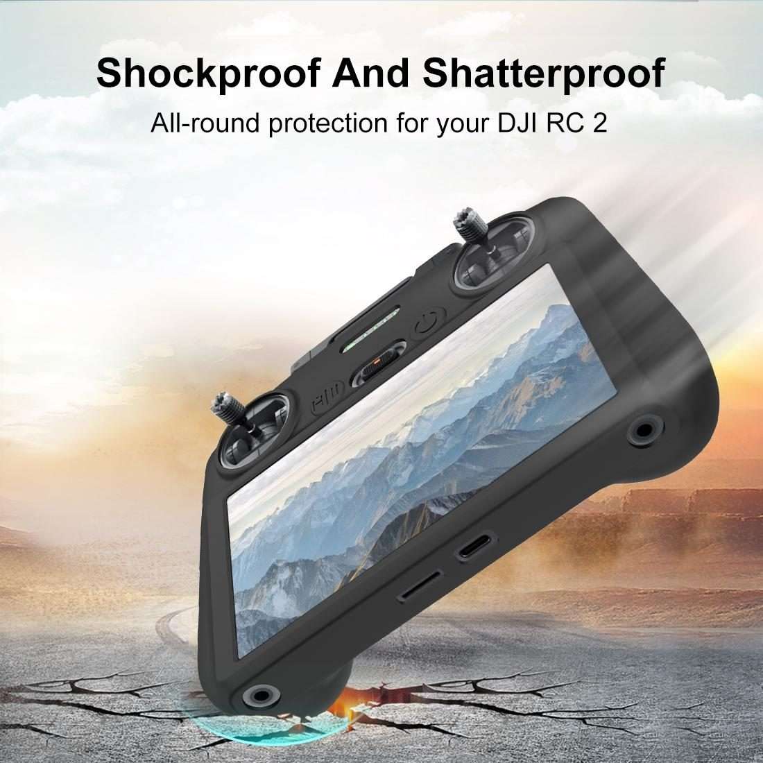 For DJI Mini 4 Pro / Air 3 Remote Control / DJI RC 2 with Screen PULUZ Silicone Protec ... (Black)