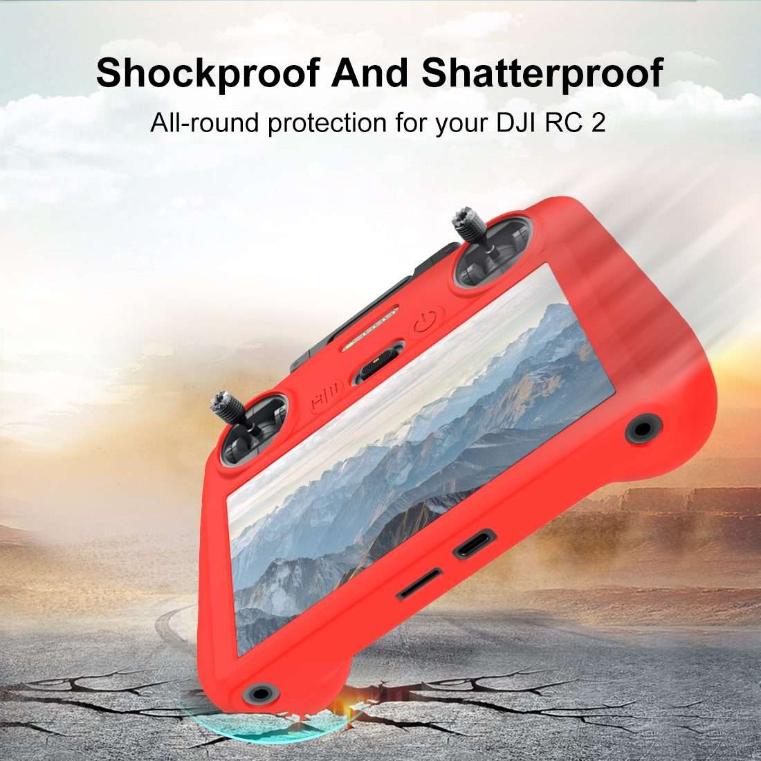 For DJI Mini 4 Pro / Air 3 Remote Control / DJI RC 2 with Screen PULUZ Silicone Protecti ... (Red)