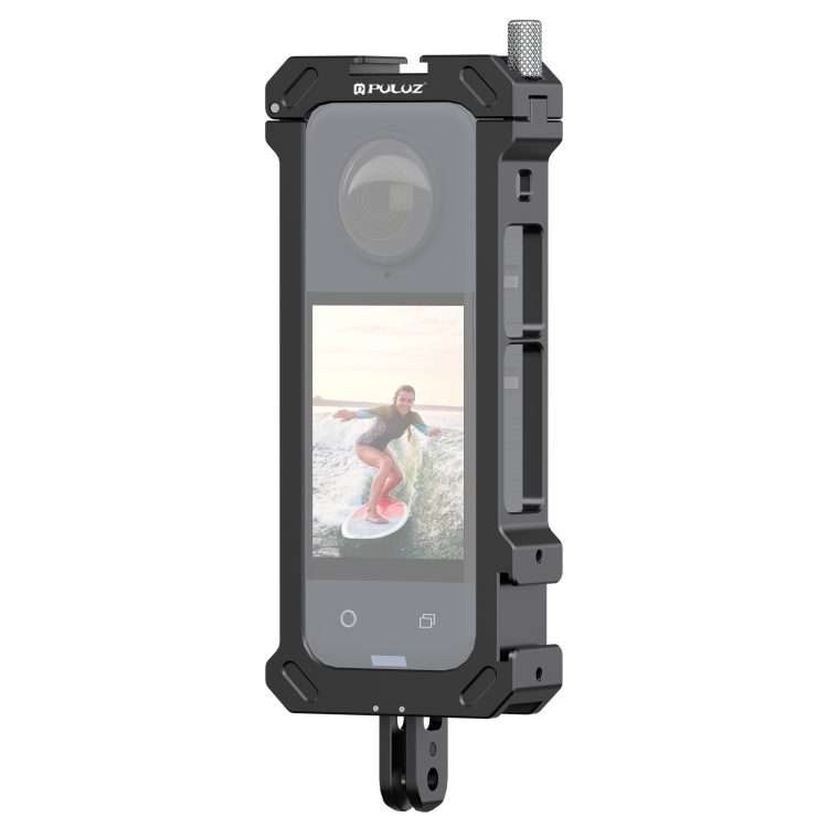 For Insta360 X4 PULUZ Metal Protective Cage Rig Housing Frame with Expand Cold Shoe Ba ... (Black)