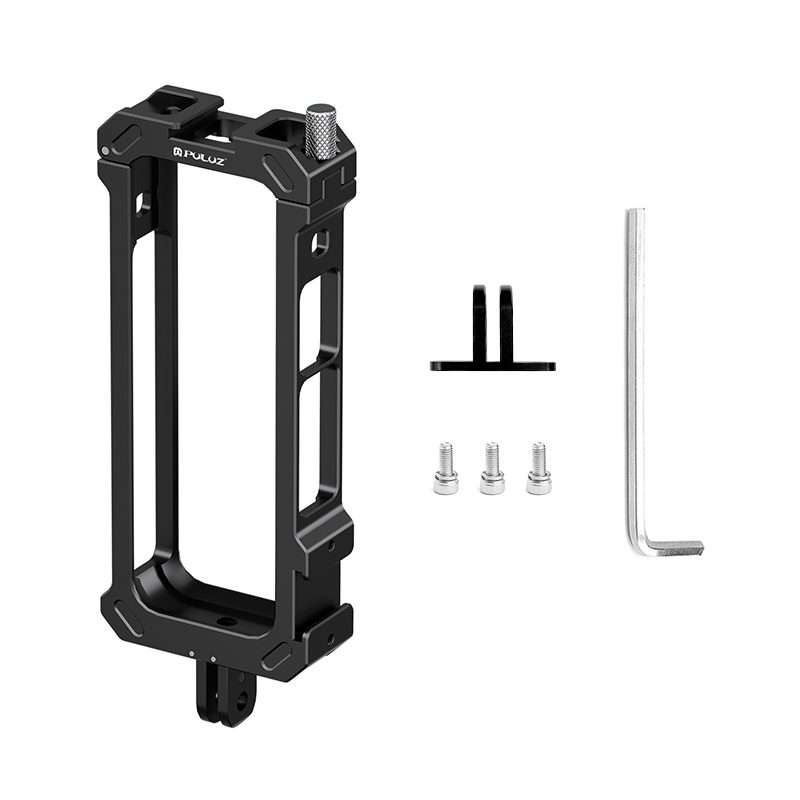 For Insta360 X4 PULUZ Metal Protective Cage Rig Housing Frame with Expand Cold Shoe Ba ... (Black)