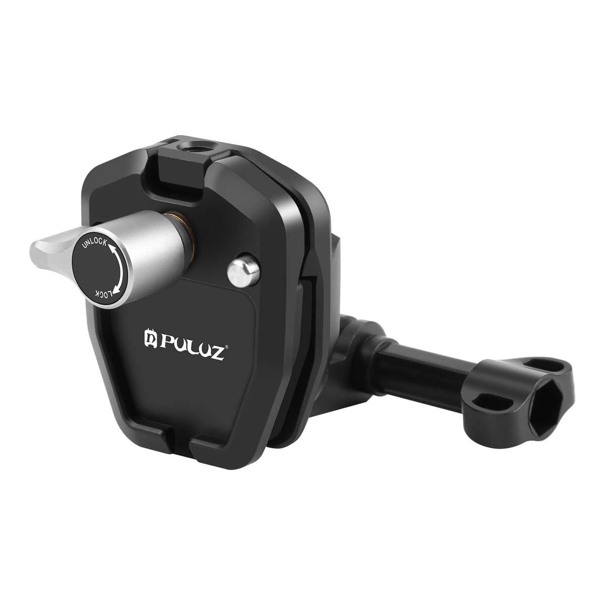 PULUZ Motorcycle Windshield Action Camera Mount Clip for GoPro Hero12 Black / DJI Osmo ... (Black)