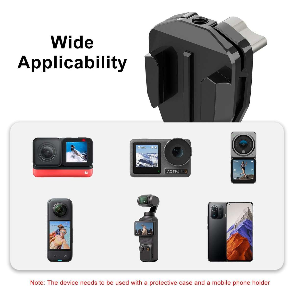 PULUZ Motorcycle Windshield Action Camera Mount Clip for GoPro Hero12 Black / DJI Osmo ... (Black)