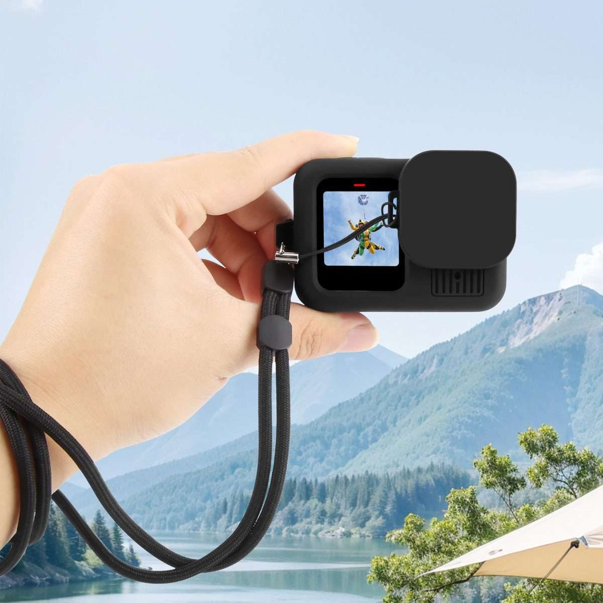 For GoPro HERO13 Black PULUZ Silicone Protective Case Side Interface Cover with Wrist ... (Black)