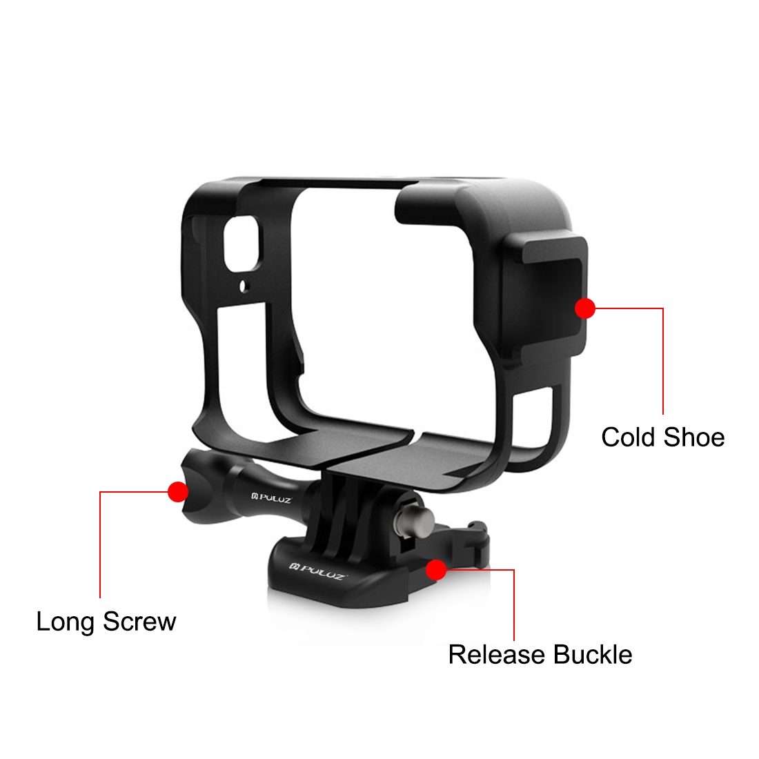For Insta360 Ace Pro PULUZ Plastic Cage Expansion Adapter Frame with Cold Shoe Base (Black)