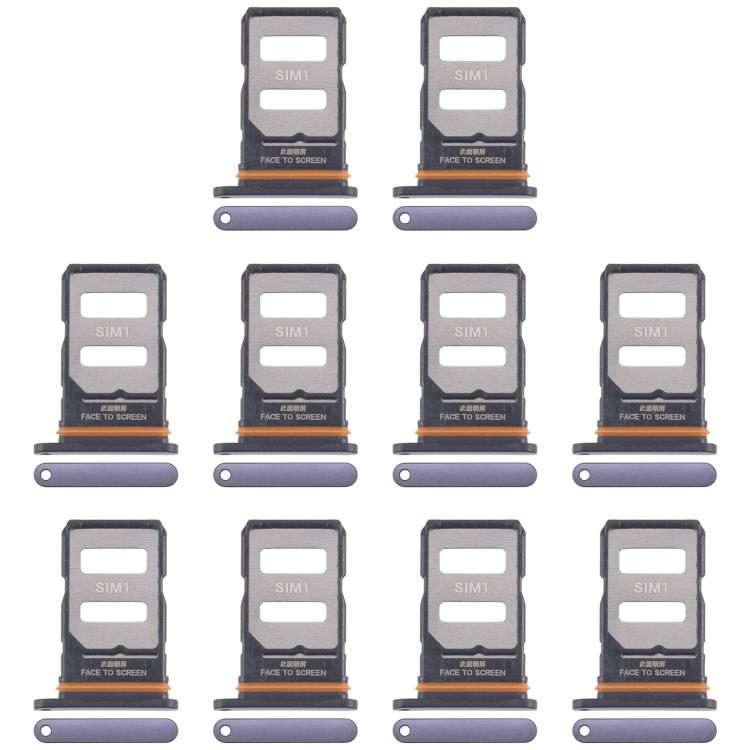 For Xiaomi Redmi Note 14 Pro+ 5G 10pcs Original SIM Card Tray + SIM Card Tray (Purple)