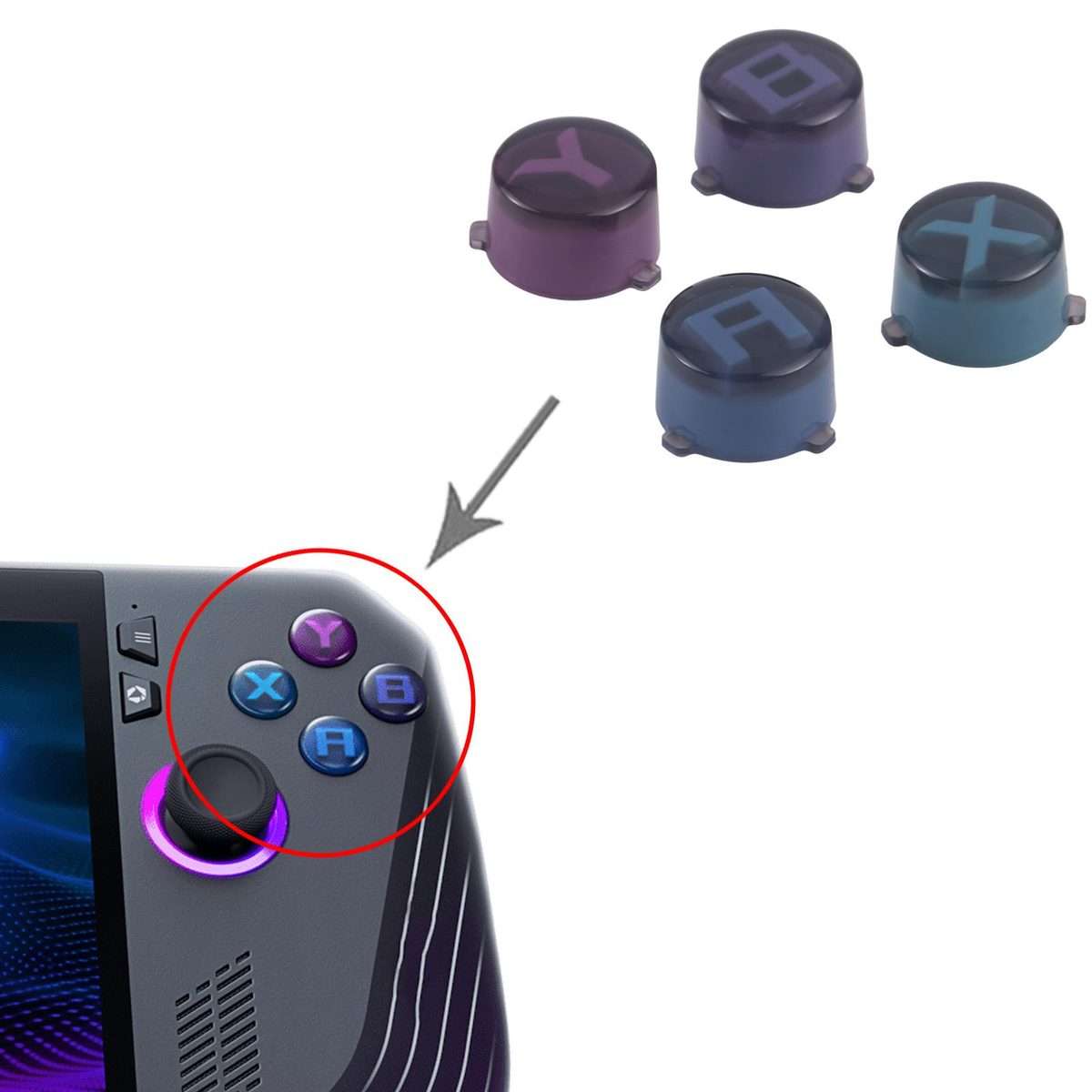 For Asus Rog Ally X 2024 Ally-RC72LA-NH007W Color Function Button A B X Y Caps