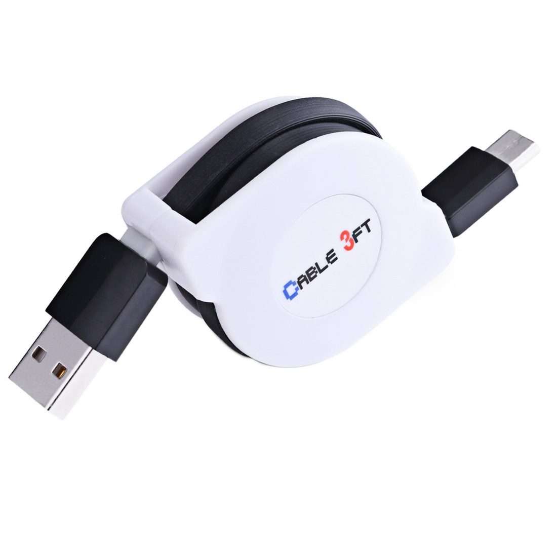 1m 2A 110 Copper Core Wires Retractable USB-C / Type-C to USB Data Sync Charging Cable(Black)