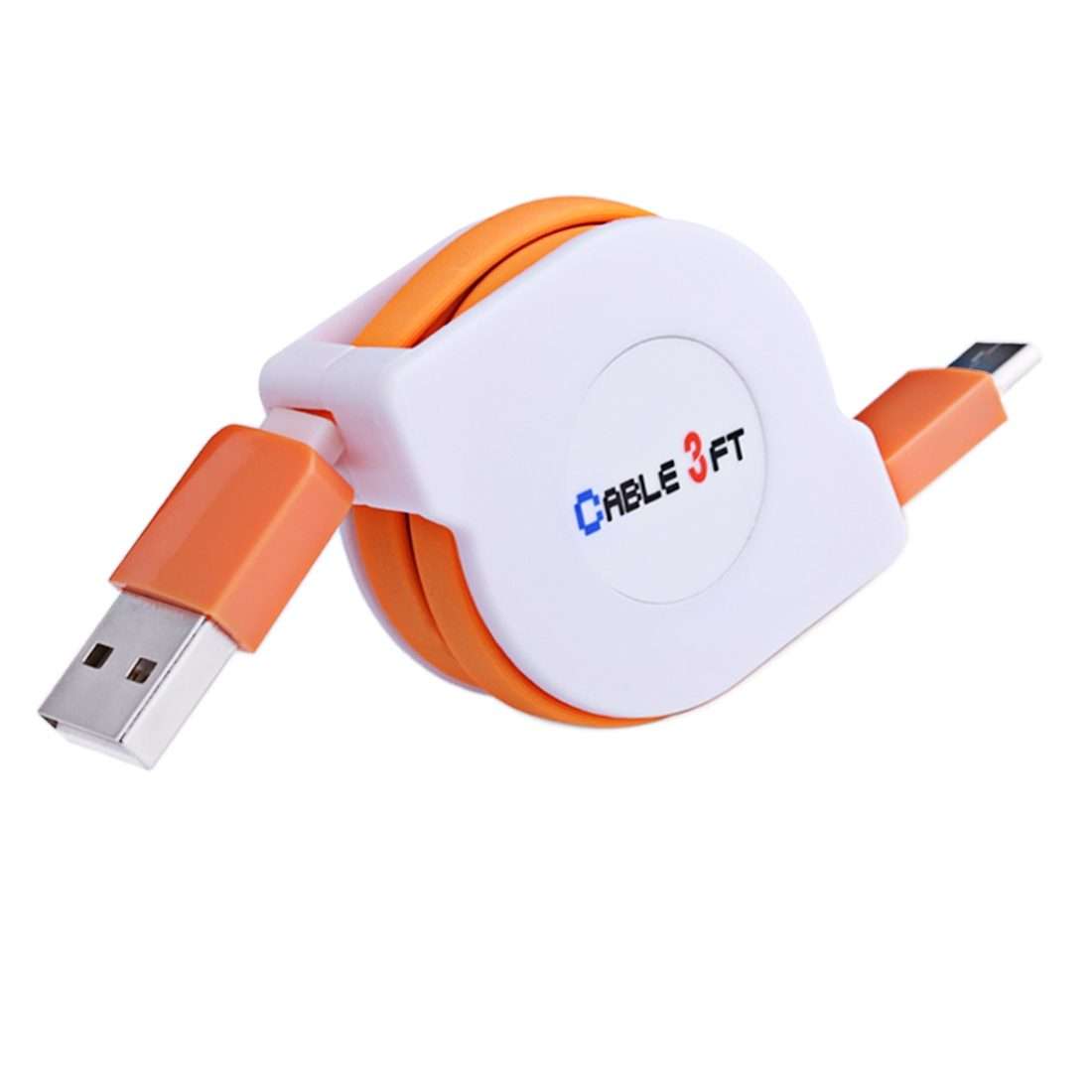 1m 2A 110 Copper Core Wires Retractable USB-C / Type-C to USB Data Sync Charging Cable(Orange)