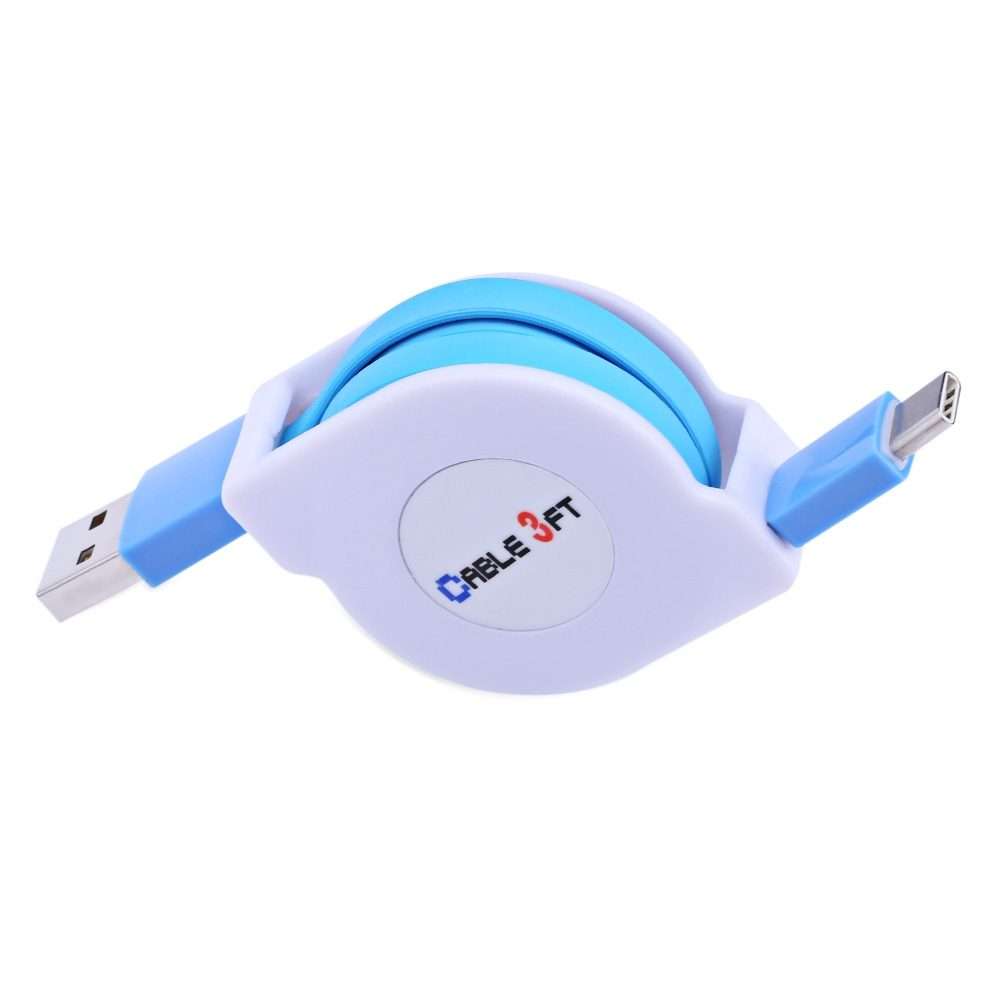 1m 2A 110 Copper Core Wires Retractable USB-C / Type-C to USB Data Sync Charging Cable(Blue)