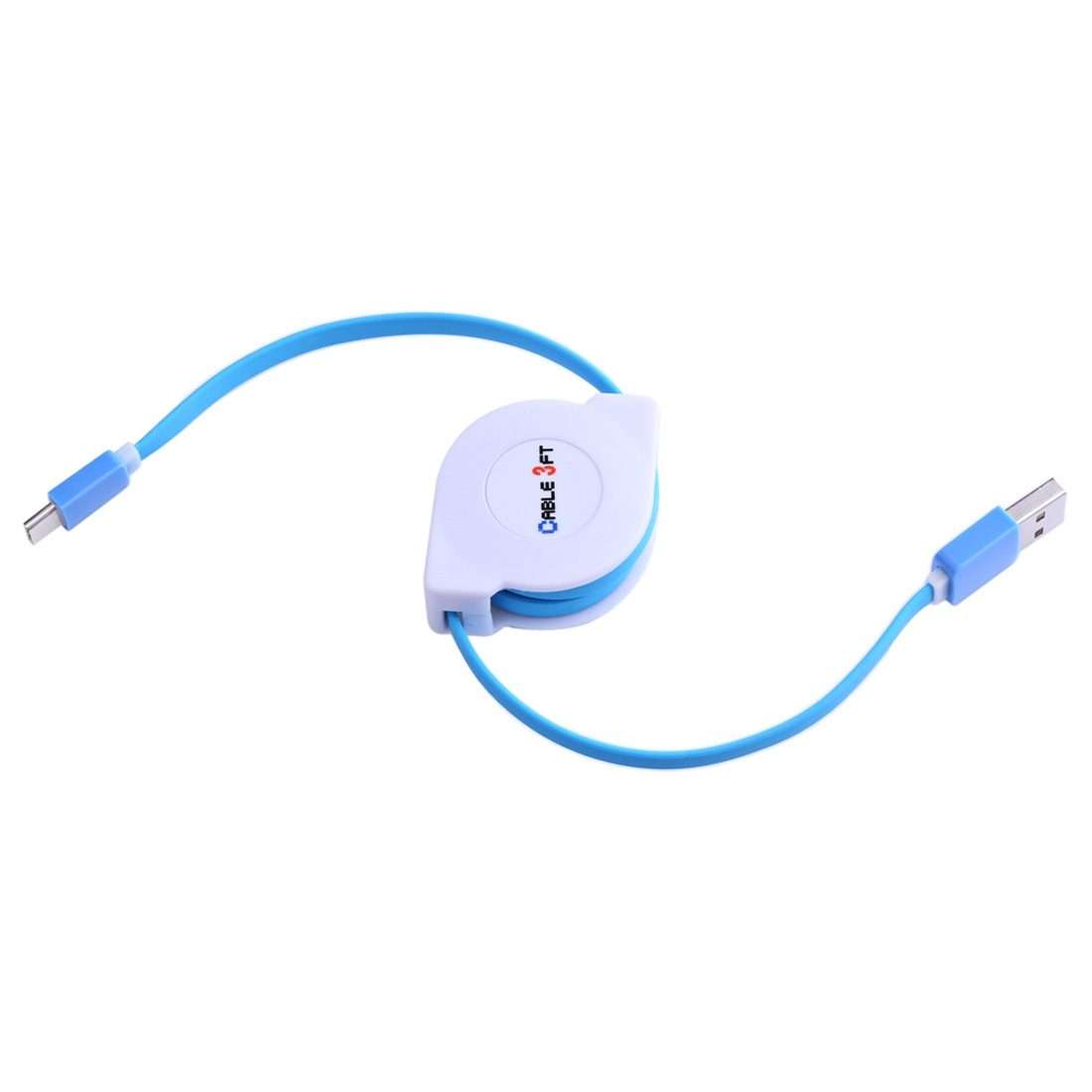 1m 2A 110 Copper Core Wires Retractable USB-C / Type-C to USB Data Sync Charging Cable(Blue)