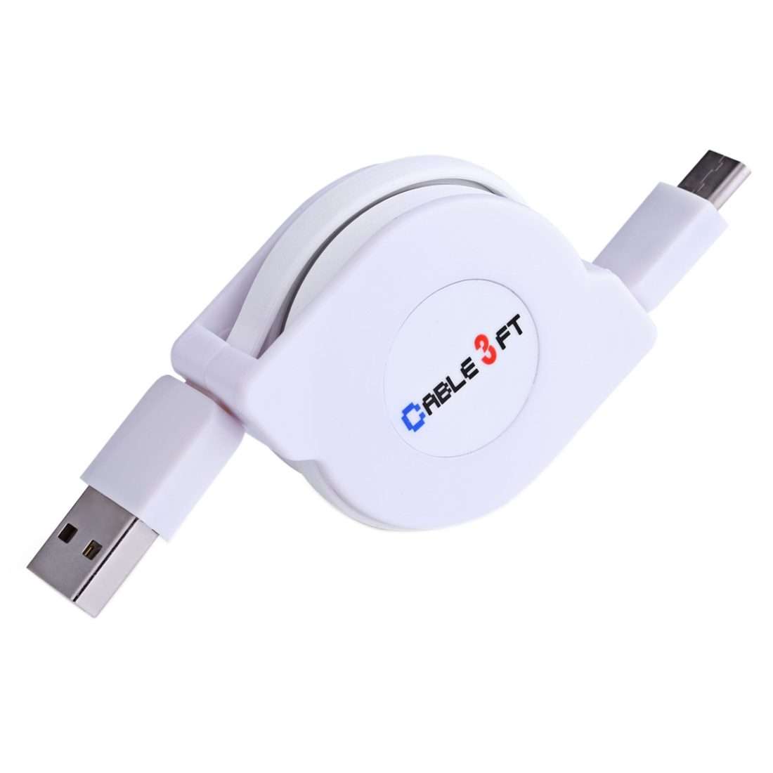 1m 2A 110 Copper Core Wires Retractable USB-C / Type-C to USB Data Sync Charging Cable(White)