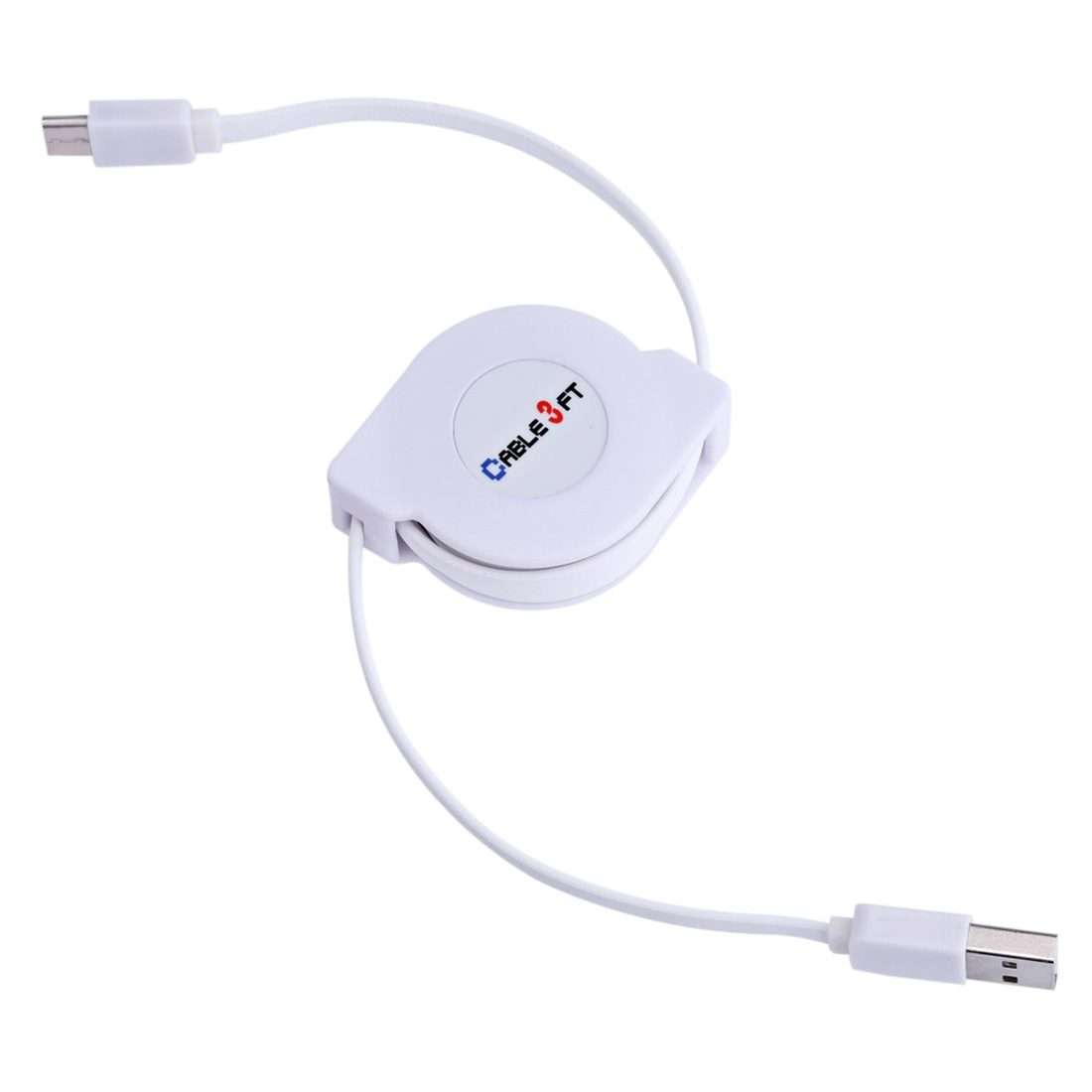 1m 2A 110 Copper Core Wires Retractable USB-C / Type-C to USB Data Sync Charging Cable(White)