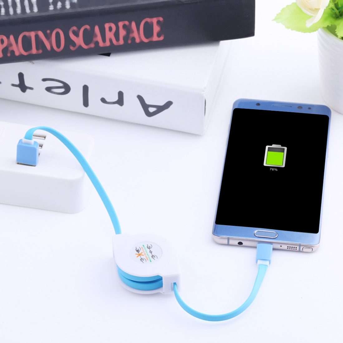 1m 2A 110 Copper Core Wires Retractable USB-C / Type-C to USB Data Sync Charging Cable(White)