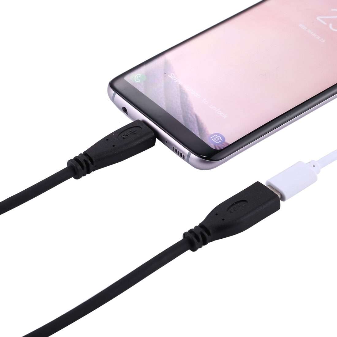 1m USB-C / Type-C 3.1 Male to USB-C / Type-C Female Connector Adapter Cable(Black)