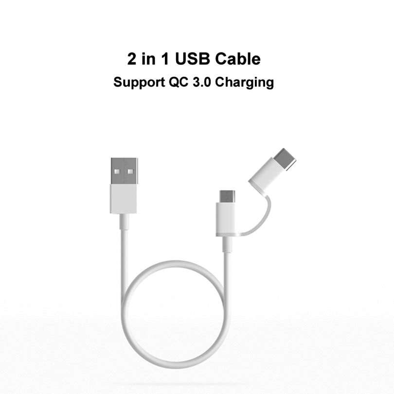 2.4A QC3.0 USB to Micro USB + USB-C / Type-C Fast Charging + Data Transmission TPE Data Cable, Cab