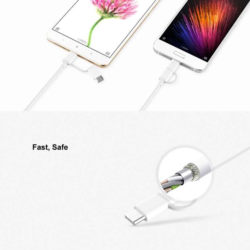 2.4A QC3.0 USB to Micro USB + USB-C / Type-C Fast Charging + Data Transmission TPE Data Cable, Cab