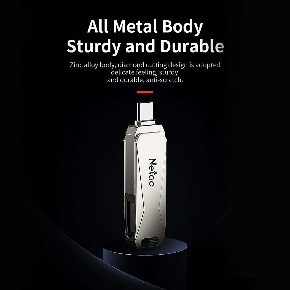 Netac U782C 128GB USB-C / Type-C + USB 3.0 360 Degrees Rotation Zinc Alloy Flash Drive OTG U Disk