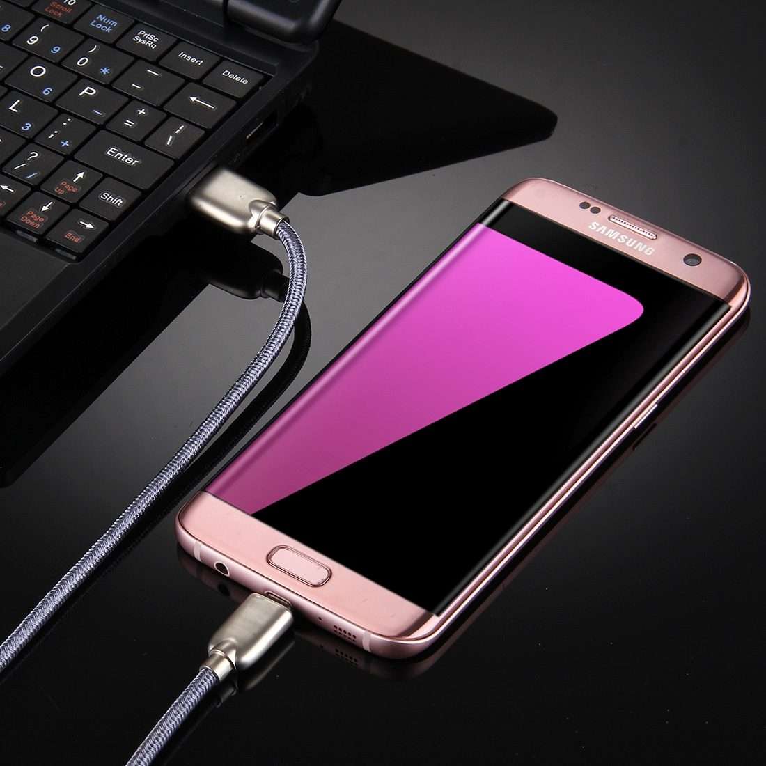 1M Woven Style Metal Head 108 Copper Cores Micro USB to USB Data Sync Charging Cable