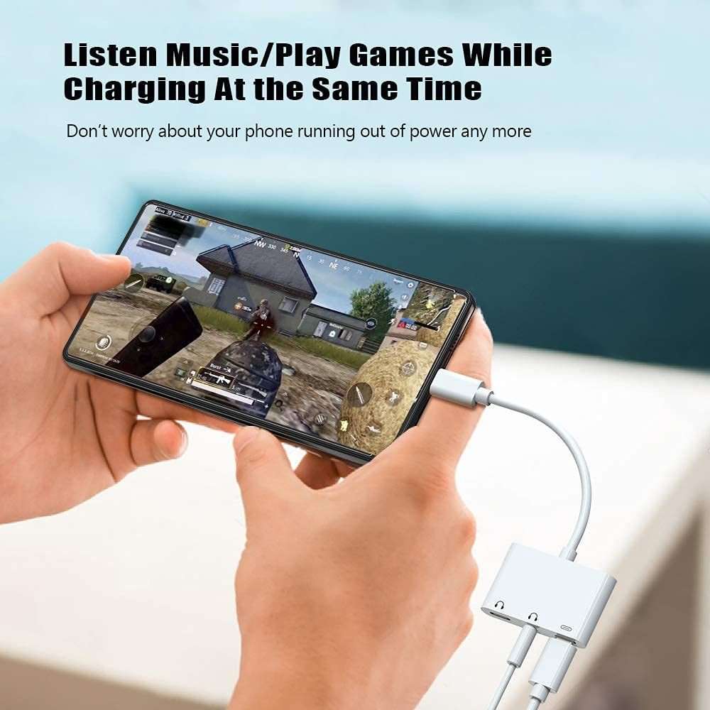 3 in 1 USB-C + 3.5mm + 3.5mm to USB-C Digital Charge Audio Adapter (White)