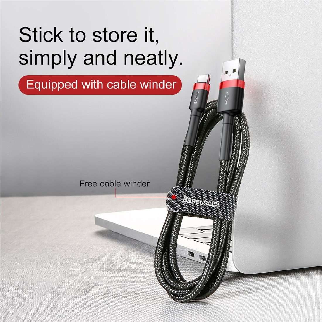 Baseus 2m 2A Max USB to USB-C / Type-C Data Sync Charge Cable(Red+Black)
