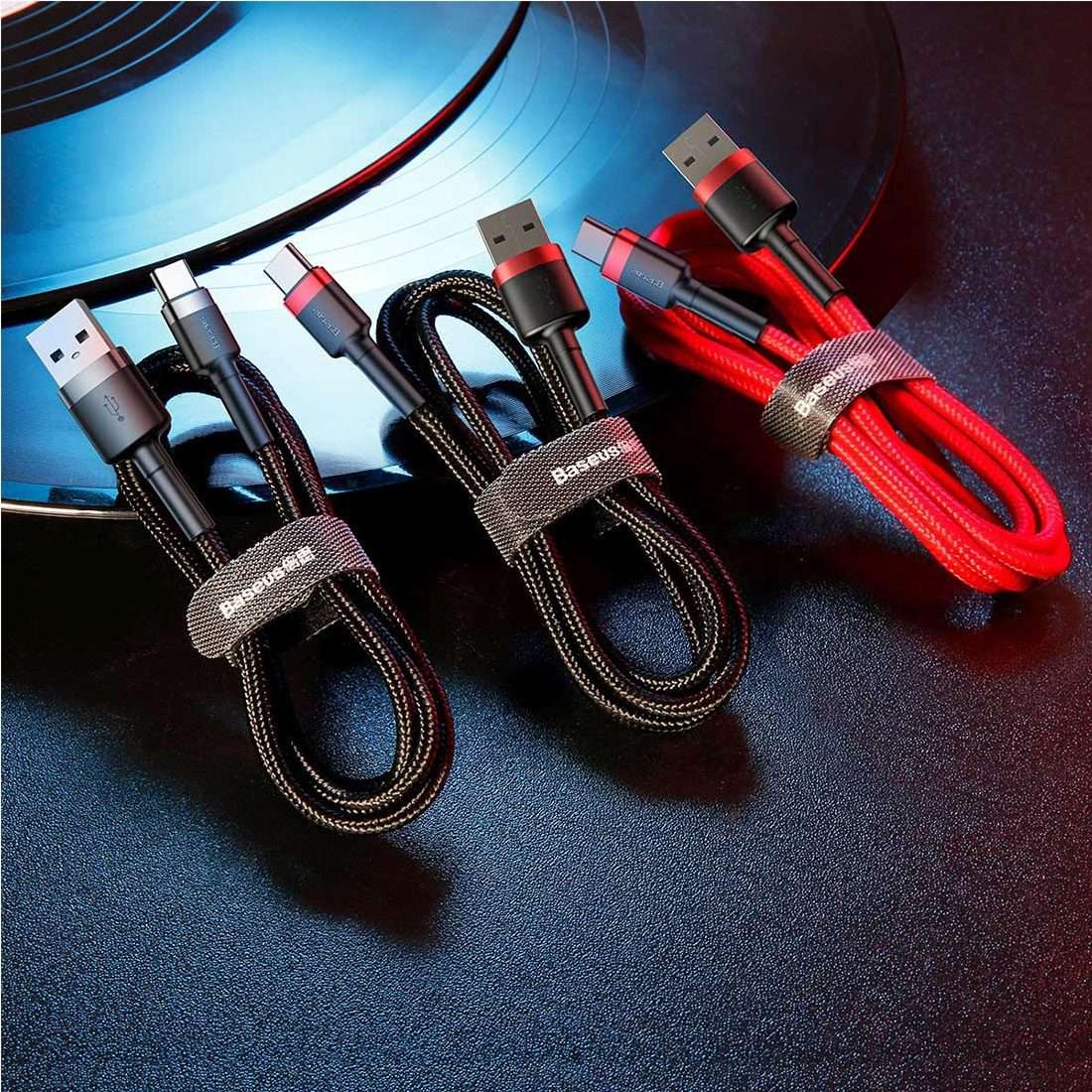 Baseus 2m 2A Max USB to USB-C / Type-C Data Sync Charge Cable(Red+Black)