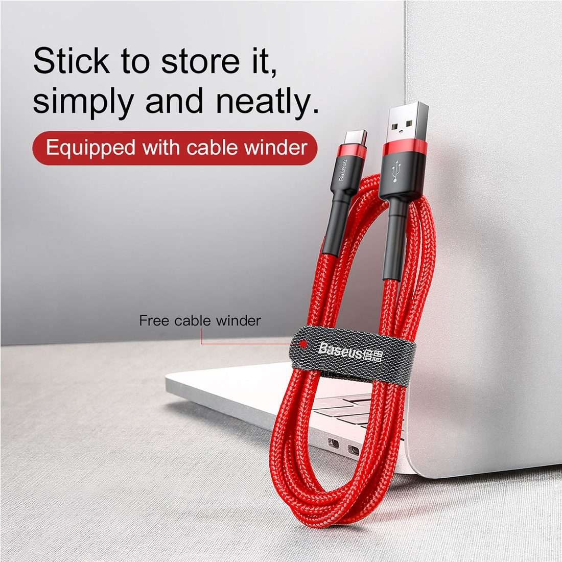 Baseus 2m 2A Max USB to USB-C / Type-C Data Sync Charge Cable(Red+Red)