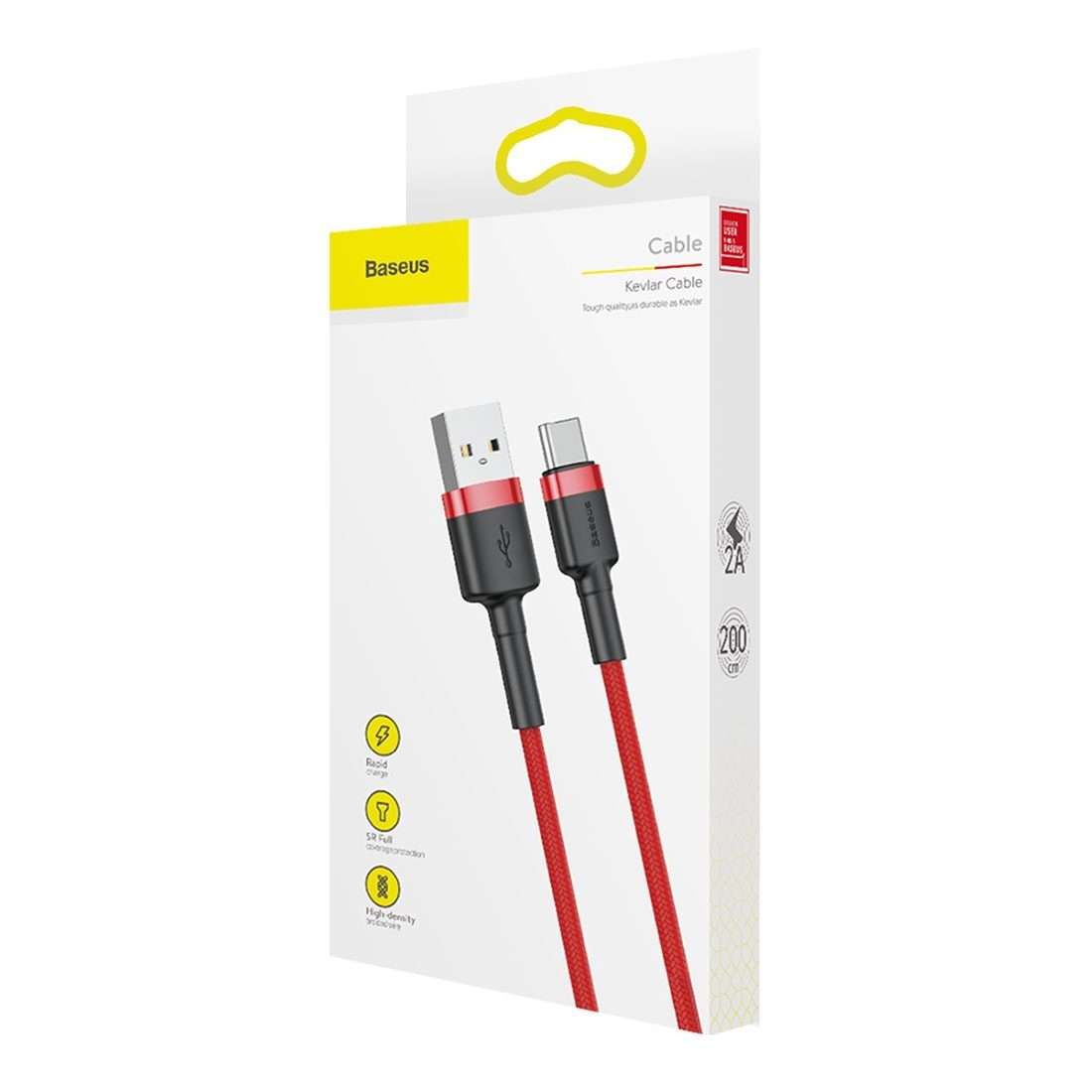Baseus 2m 2A Max USB to USB-C / Type-C Data Sync Charge Cable(Red+Red)