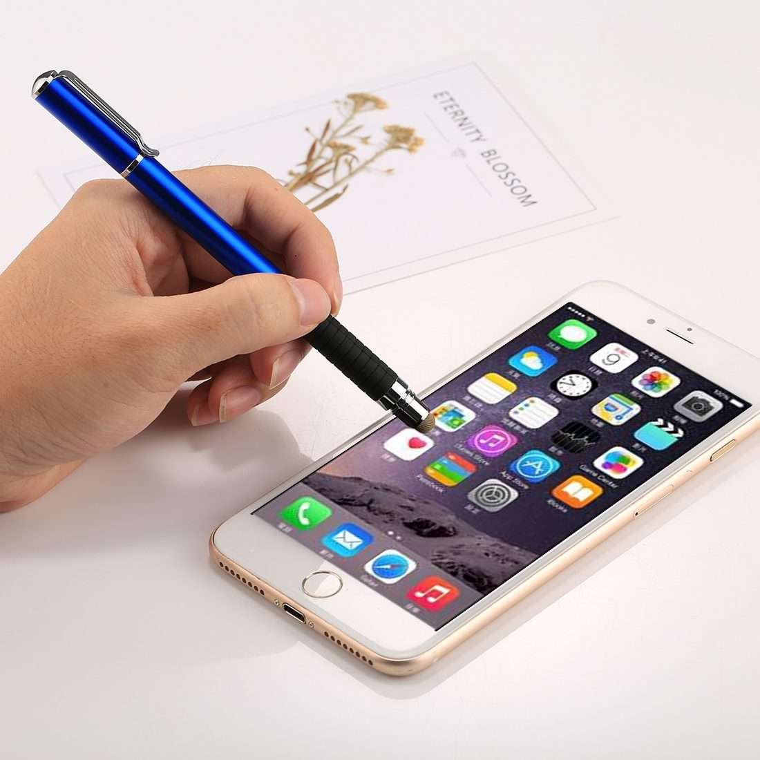 Universal 2 in 1 Multifunction Round Thin Tip Capacitive Touch Screen Stylus Pen
