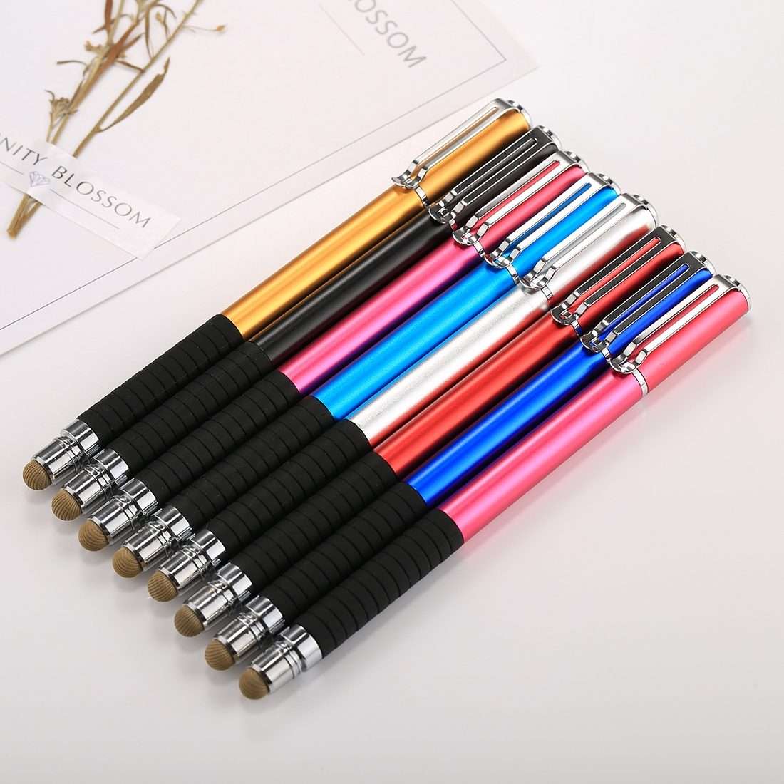 Universal 2 in 1 Multifunction Round Thin Tip Capacitive Touch Screen Stylus Pen