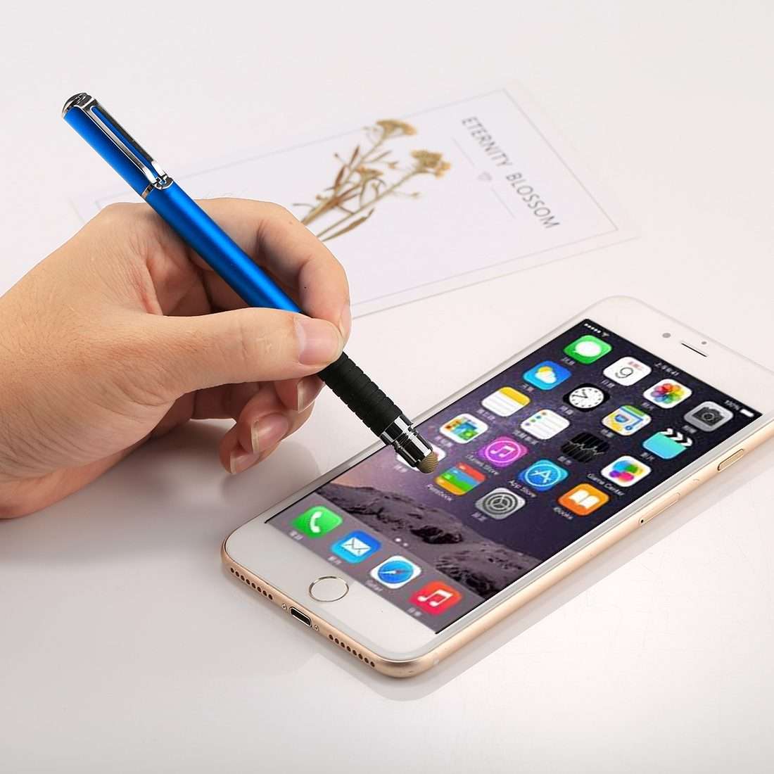 Universal 2 in 1 Multifunction Round Thin Tip Capacitive Touch Screen Stylus Pen