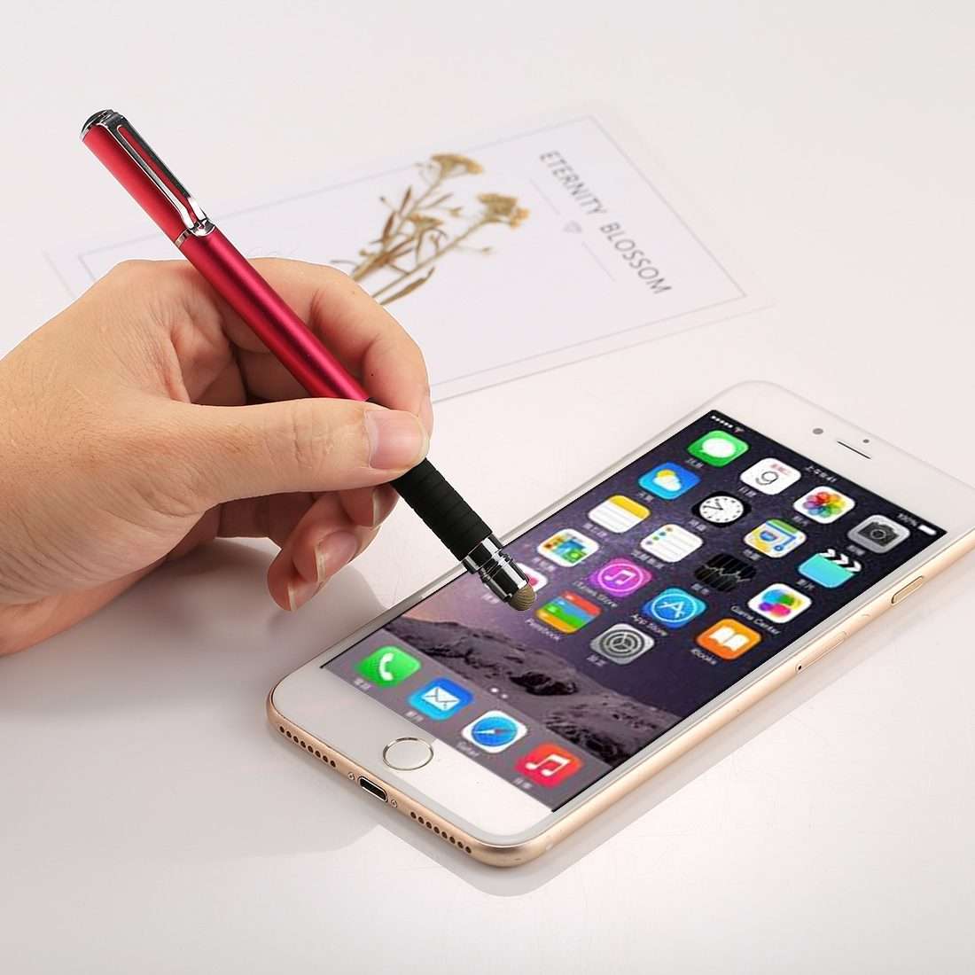 Universal 2 in 1 Multifunction Round Thin Tip Capacitive Touch Screen Stylus Pen