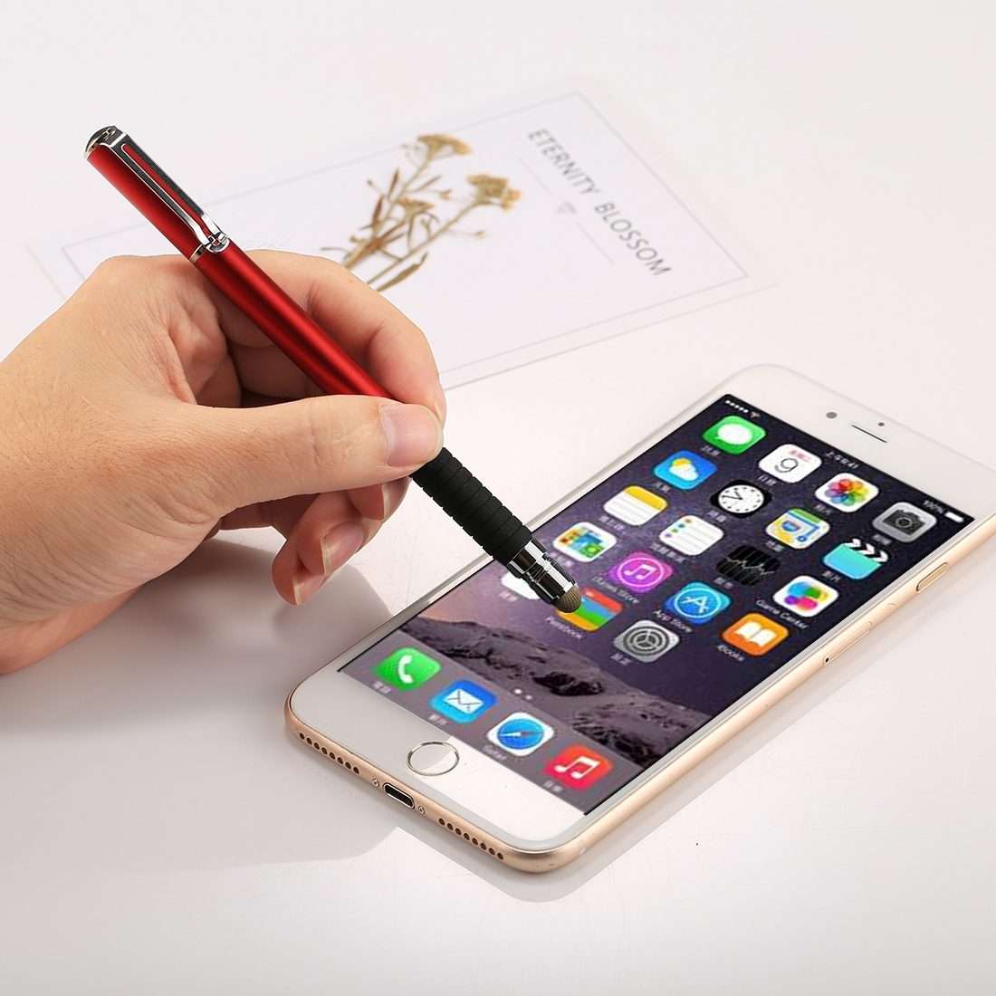 Universal 2 in 1 Multifunction Round Thin Tip Capacitive Touch Screen Stylus Pen