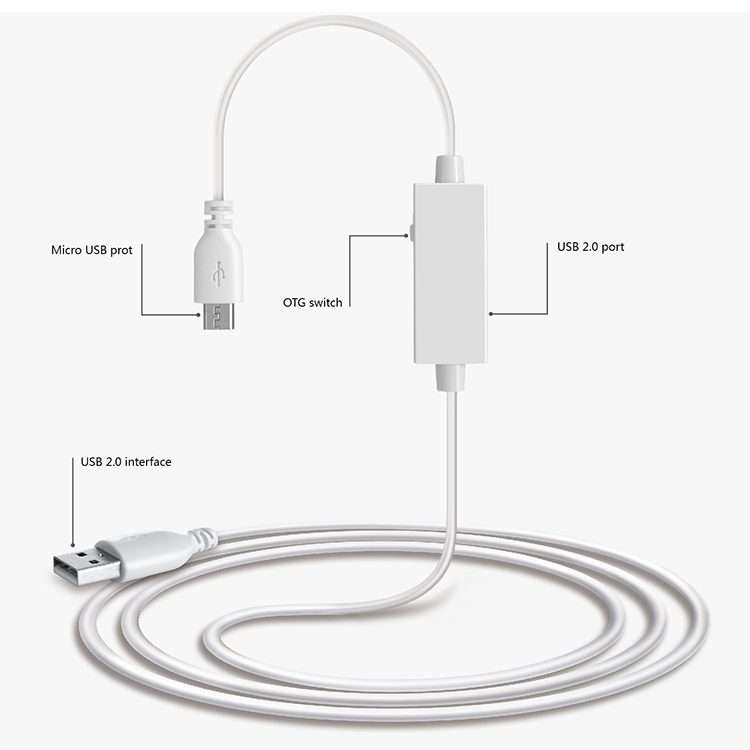 OTG-Y-03 USB 2.0 Male to Micro USB Male + USB Female OTG Charging Data Cable for Andro ... (White)