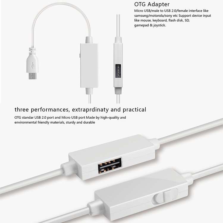 OTG-Y-03 USB 2.0 Male to Micro USB Male + USB Female OTG Charging Data Cable for Andro ... (White)
