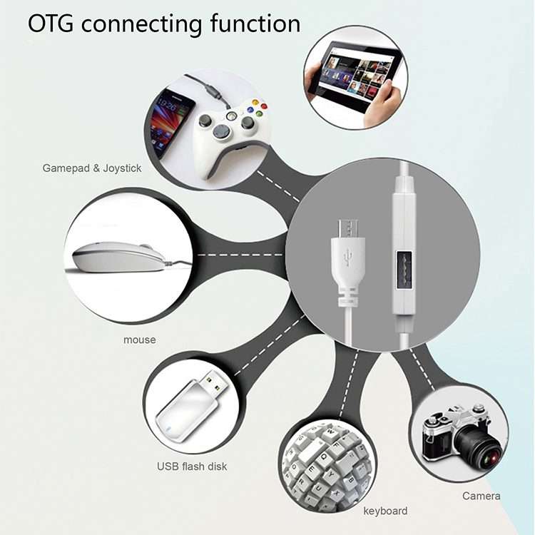 OTG-Y-03 USB 2.0 Male to Micro USB Male + USB Female OTG Charging Data Cable for Andro ... (White)