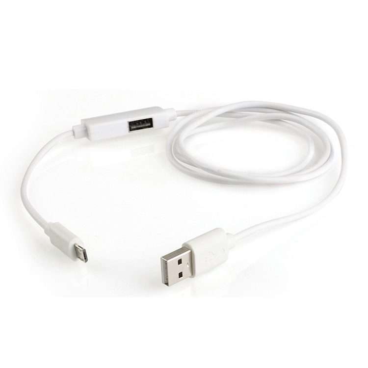 OTG-Y-02 USB 2.0 Male to Micro USB Male + USB Female OTG Charging Data Cable for Andro ... (White)