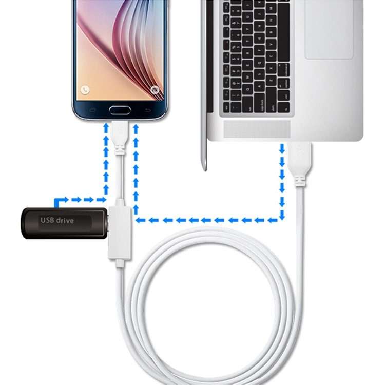 OTG-Y-02 USB 2.0 Male to Micro USB Male + USB Female OTG Charging Data Cable for Andro ... (White)
