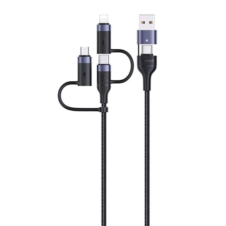 USAMS US-SJ547 U62 USB + Type-C / USB-C toType-C / USB-C + 8 Pin + Micro Aluminum Allo ... (Black)