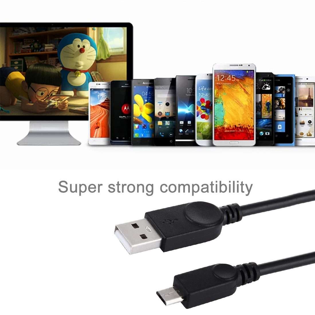 50cm 2 in 1 USB 2.0 to Micro USB + USB Data / Charging Cable