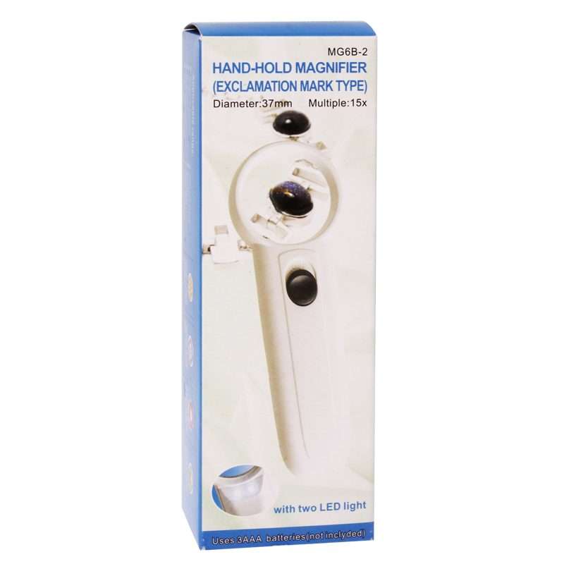 15X Handheld Exclamation Mark Type Magnifier with 2 LED