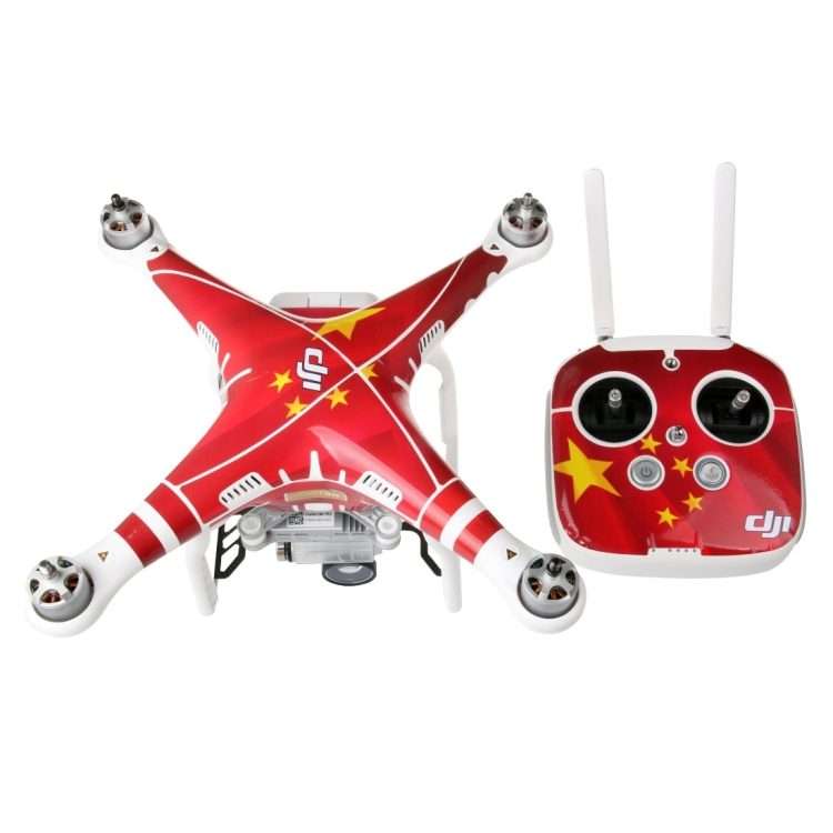 4D Imitation Carbon Fiber PVC Water Resistance Sticker Kit for DJI Phan ... (Chinese Flag Pattern)