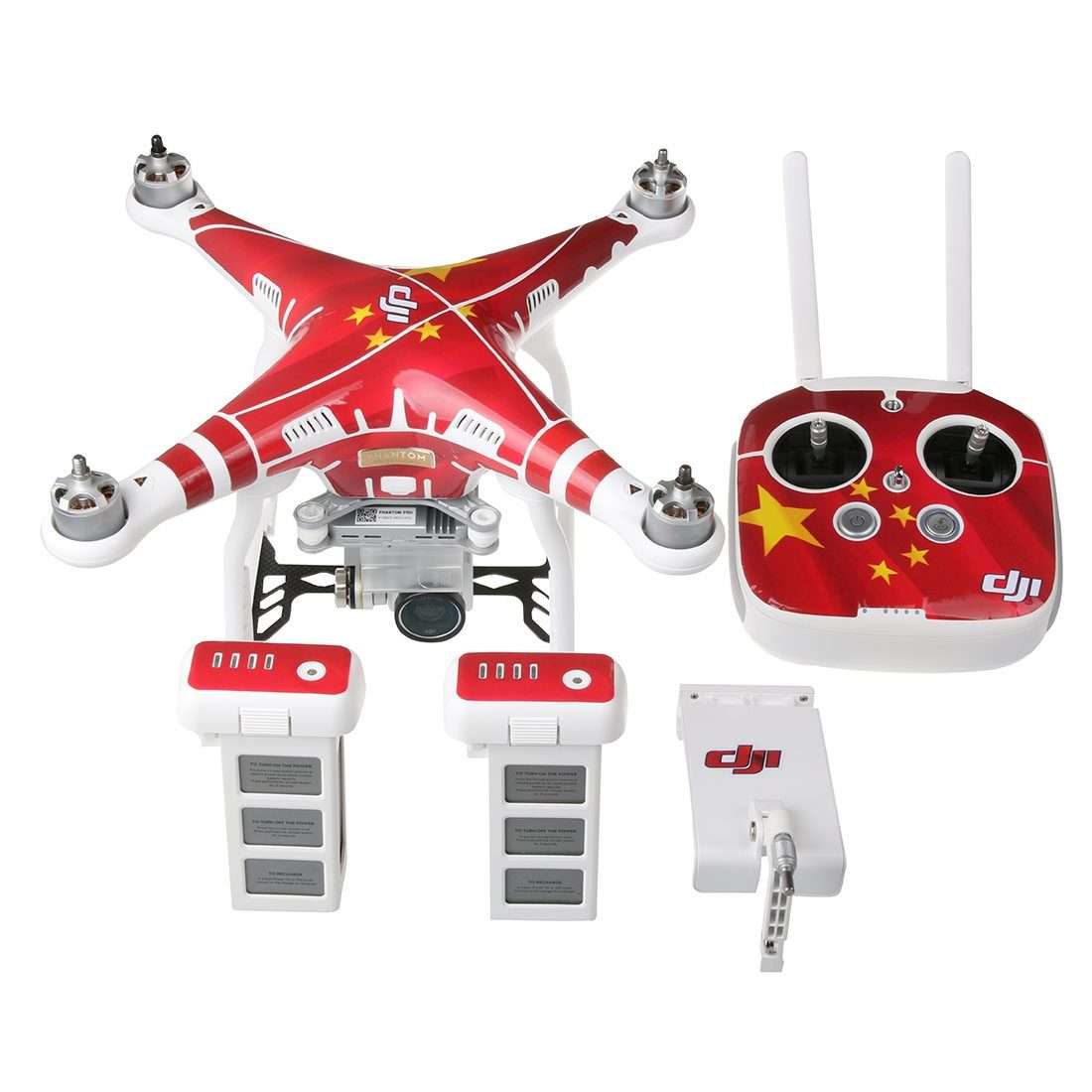 4D Imitation Carbon Fiber PVC Water Resistance Sticker Kit for DJI Phan ... (Chinese Flag Pattern)