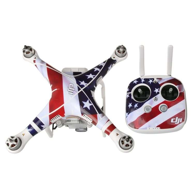 4D Imitation Carbon Fiber PVC Water Resistance Sticker Kit for DJI Phantom 3 ... (US Flag Pattern)