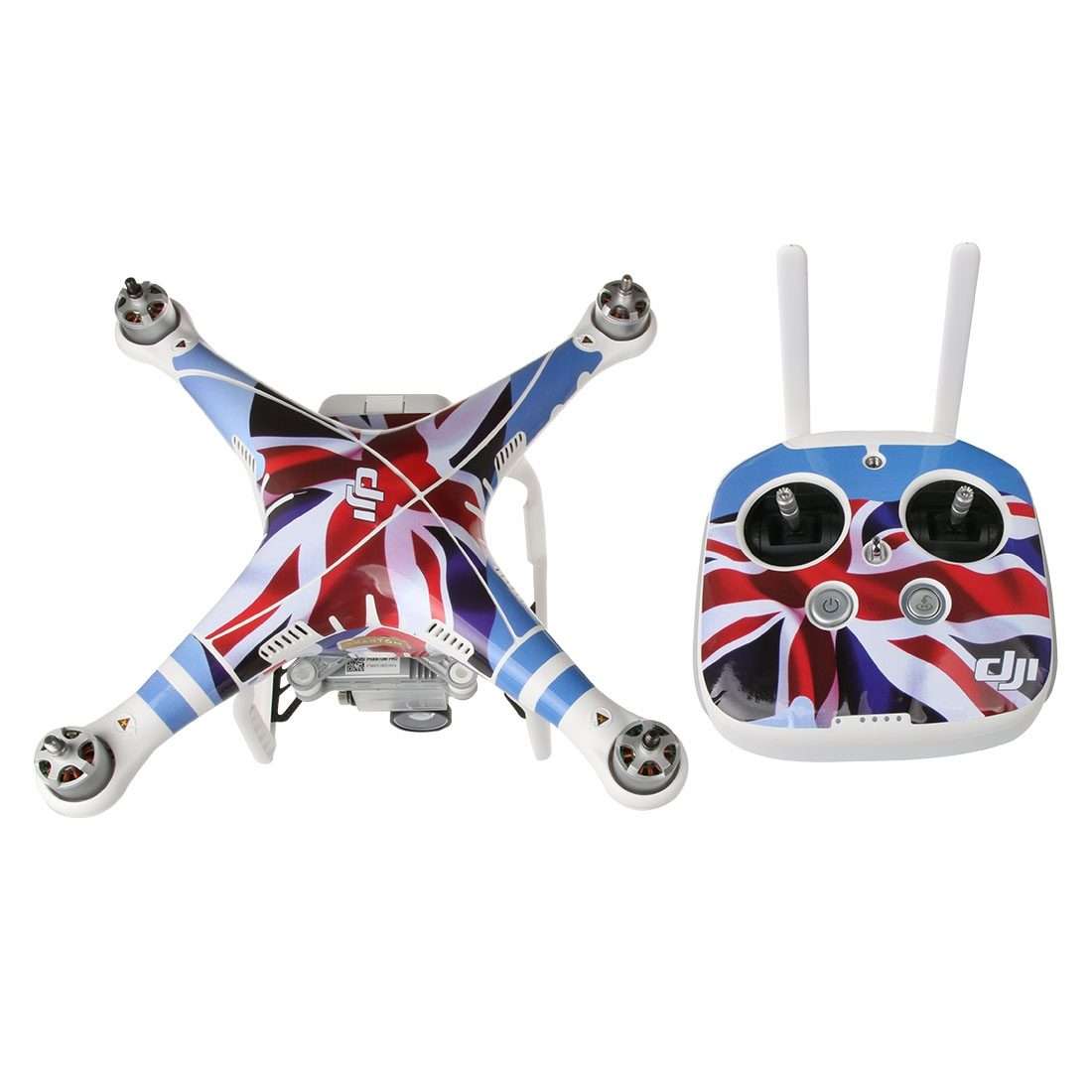 4D Imitation Carbon Fiber PVC Water Resistance Sticker Kit for DJI Phantom 3 ... (UK Flag Pattern)