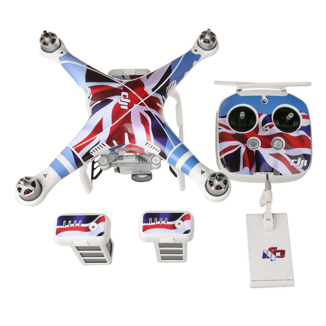 4D Imitation Carbon Fiber PVC Water Resistance Sticker Kit for DJI Phantom 3 ... (UK Flag Pattern)