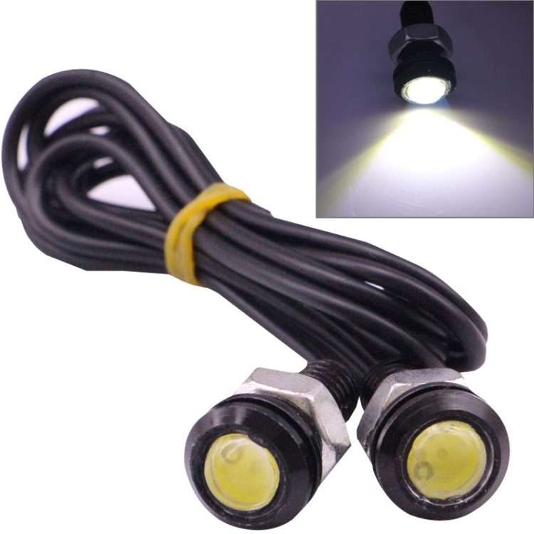 2 PCS 2x 2W Waterproof Eagle Eye Light White LED Light for Vehicles, Cable Length: 60cm(Black)