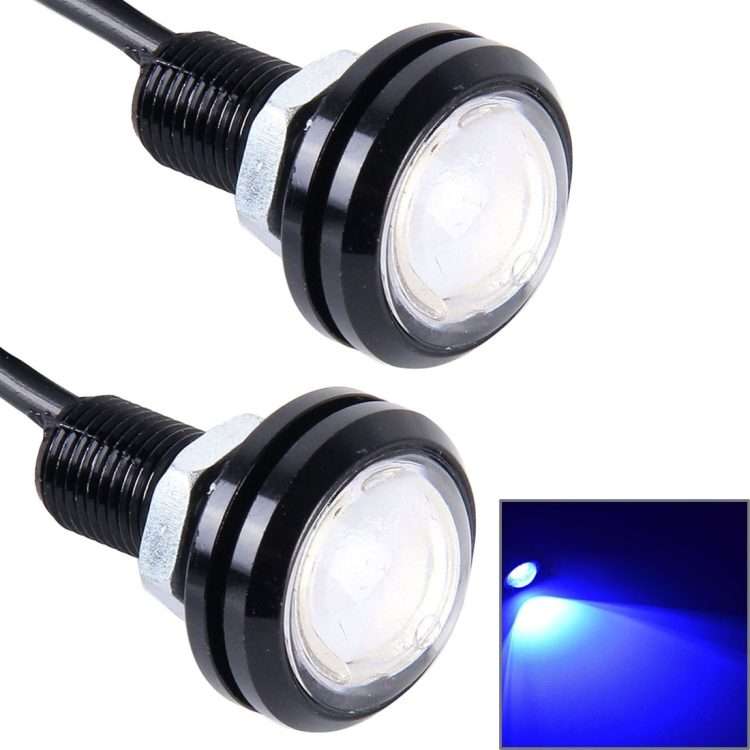 2 PCS 2x 3W Waterproof Eagle Eye light White LED Light for Vehicles, Cable Length ... (Blue Light)