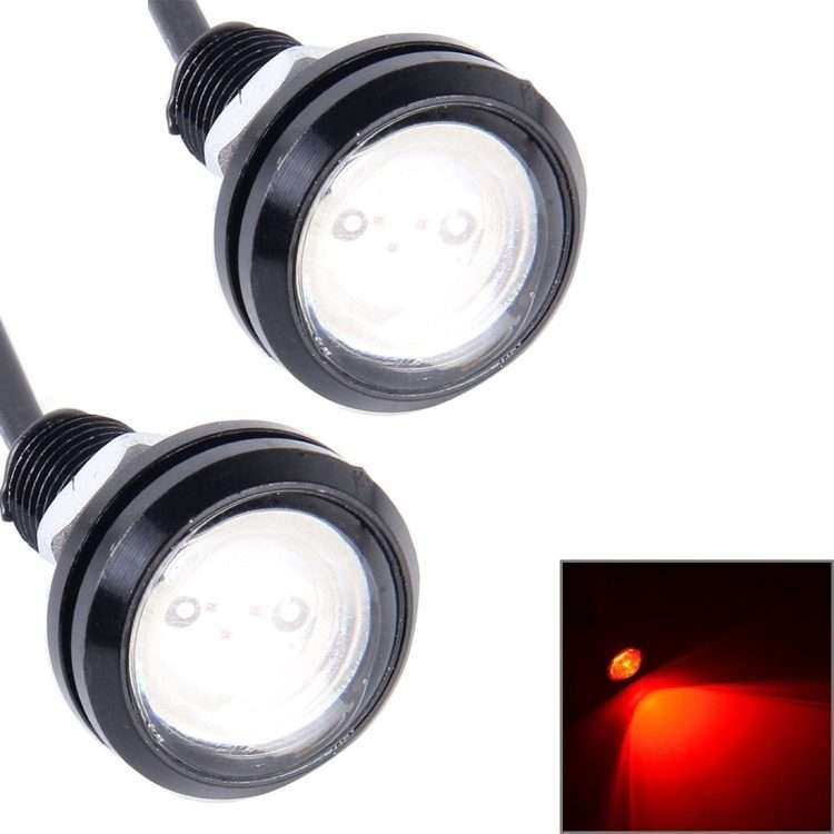 2 PCS 2x 3W 120LM Waterproof Eagle Eye light White LED Light for Vehicles, Cable Length: 60cm(Red)