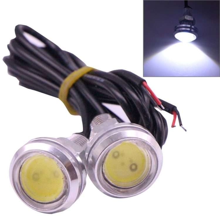 2 PCS 2x 3W 120LM Waterproof Eagle Eye Light White LED Light for Vehicles, Cable Leng ... (Silver)