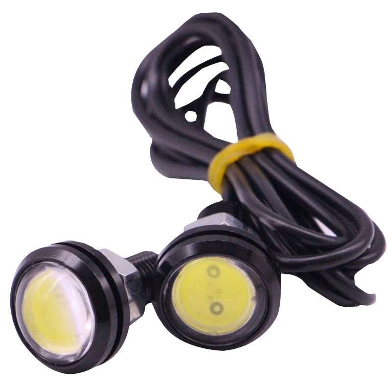 2 PCS 2x 3W 120LM Waterproof Eagle Eye light White LED Light for Vehicles, Cable Lengt ... (Black)